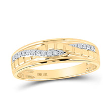 Load image into Gallery viewer, Eternal Love 10kt Yellow Gold His Hers Diamond Square Wedding Set Side view from the 10Kt Yellow Gold His Hers Round Diamond Square Matching Wedding Set 1 2 Cttwpin212740 collection by Splendid Jewellery