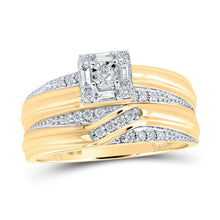 Load image into Gallery viewer, Eternal Love 10kt Yellow Gold His Hers Diamond Square Wedding Set Side 2 view from the 10Kt Yellow Gold His Hers Round Diamond Square Matching Wedding Set 1 3 Cttwpin212759 collection by Splendid Jewellery