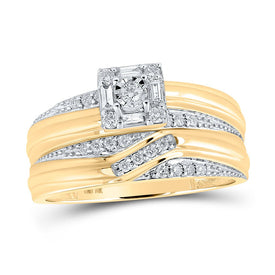 Eternal Love 10kt Yellow Gold His Hers Diamond Square Wedding Set Side 2 view from the 10Kt Yellow Gold His Hers Round Diamond Square Matching Wedding Set 1 3 Cttwpin212759 collection by Splendid Jewellery