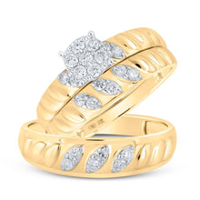 Load image into Gallery viewer, Eternal Love 10kt Yellow Gold His Hers Round Diamond Cluster Matching Wedding Set 1/2 Cttw - Splendid Jewellery