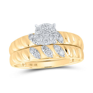 Eternal Love 10kt Yellow Gold His Hers Round Diamond Cluster Matching Wedding Set 1/2 Cttw - Splendid Jewellery