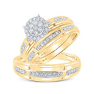 Eternal Love 10kt Yellow Gold His Hers Round Diamond Cluster Matching Wedding Set 1/2 Cttw - Splendid Jewellery