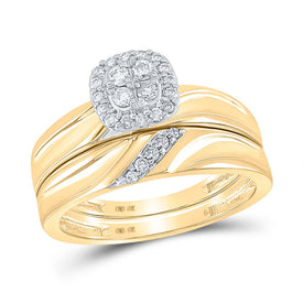 Eternal Love 10kt Yellow Gold His Hers Round Diamond Cluster Matching Wedding Set Side 2 view from the 10Kt Yellow Gold His Hers Round Diamond Cluster Matching Wedding Set 1 3 Cttwpin286164 collection by Splendid Jewellery