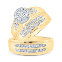 Load image into Gallery viewer, Eternal Love 10kt Yellow Gold His Hers Round Diamond Cluster Matching Wedding Set - Splendid Jewellery