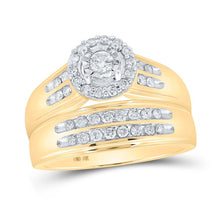 Load image into Gallery viewer, Eternal Love 10kt Yellow Gold His Hers Round Diamond Cluster Matching Wedding Set - Splendid Jewellery