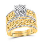 Eternal Love: 10kt Yellow Gold His Hers Round Diamond Cluster Matching Wedding Set 5/8 Cttw - Splendid Jewellery