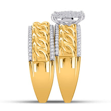 Load image into Gallery viewer, Eternal Love: 10kt Yellow Gold His Hers Round Diamond Cluster Matching Wedding Set 5/8 Cttw Side 2 view from the 10Kt Yellow Gold His Hers Round Diamond Cluster Matching Wedding Set 5 8 Cttwpin280457 collection by Splendid Jewellery