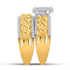 Eternal Love: 10kt Yellow Gold His Hers Round Diamond Cluster Matching Wedding Set 5/8 Cttw - Splendid Jewellery