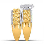 Eternal Love: 10kt Yellow Gold His Hers Round Diamond Cluster Matching Wedding Set 5/8 Cttw - Splendid Jewellery