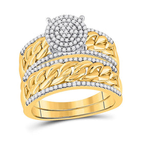 Eternal Love: 10kt Yellow Gold His Hers Round Diamond Cluster Matching Wedding Set 5/8 Cttw Top view from the 10Kt Yellow Gold His Hers Round Diamond Cluster Matching Wedding Set 5 8 Cttwpin280457 collection by Splendid Jewellery