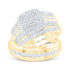 Eternal Love 10kt Yellow Gold His Hers Round Diamond Cluster Matching Wedding Set - Splendid Jewellery