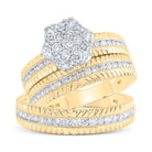 Eternal Love 10kt Yellow Gold His Hers Round Diamond Cluster Matching Wedding Set - Splendid Jewellery