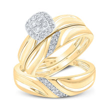 Load image into Gallery viewer, Eternal Love 10kt Yellow Gold His Hers Round Diamond Cluster Matching Wedding Set - Splendid Jewellery