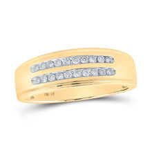 Load image into Gallery viewer, Eternal Love 10kt Yellow Gold His Hers Round Diamond Cluster Matching Wedding Set Side view from the 10Kt Yellow Gold His Hers Round Diamond Cluster Matching Wedding Set 3 4 Cttwpin212116 collection by Splendid Jewellery