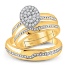 Eternal Love 10kt Yellow Gold His Hers Round Diamond Cluster Wedding Set 1/2 Cttw - Splendid Jewellery