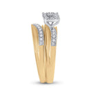 Eternal Love 10kt Yellow Gold His Hers Round Diamond Cluster Wedding Set 1/3 Cttw - Splendid Jewellery