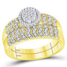 Eternal Love 10kt Yellow Gold His Hers Round Diamond Cluster Wedding Set - Splendid Jewellery
