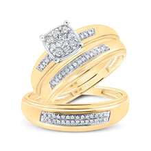 Load image into Gallery viewer, Eternal Love 10kt Yellow Gold His Hers Round Diamond Cluster Wedding Set - Splendid Jewellery