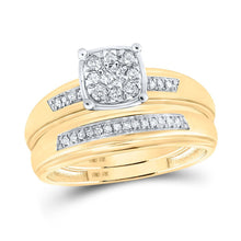 Load image into Gallery viewer, Eternal Love 10kt Yellow Gold His Hers Round Diamond Cluster Wedding Set - Splendid Jewellery