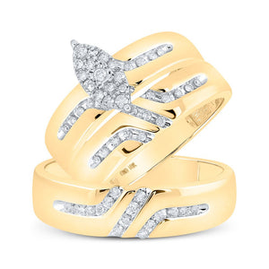 Eternal Love 10kt Yellow Gold His Hers Round Diamond Cluster Wedding Set - Splendid Jewellery