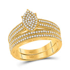 Eternal Love 10kt Yellow Gold His Hers Round Diamond Cluster Wedding Set 3/4 Cttw - Splendid Jewellery