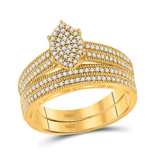 Load image into Gallery viewer, Eternal Love 10kt Yellow Gold His Hers Round Diamond Cluster Wedding Set 3/4 Cttw - Splendid Jewellery