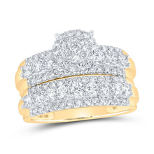 Load image into Gallery viewer, Eternal Love 10kt Yellow Gold His Hers Round Diamond Cluster Wedding Set - Splendid Jewellery