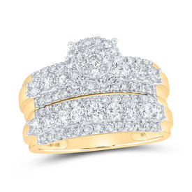 Eternal Love 10kt Yellow Gold His Hers Round Diamond Cluster Wedding Set Side 2 view from the 10Kt Yellow Gold His Hers Round Diamond Cluster Matching Wedding Set 2 5 8 Cttwpin213592 collection by Splendid Jewellery