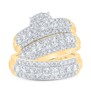 Eternal Love 10kt Yellow Gold His Hers Round Diamond Cluster Wedding Set - Splendid Jewellery