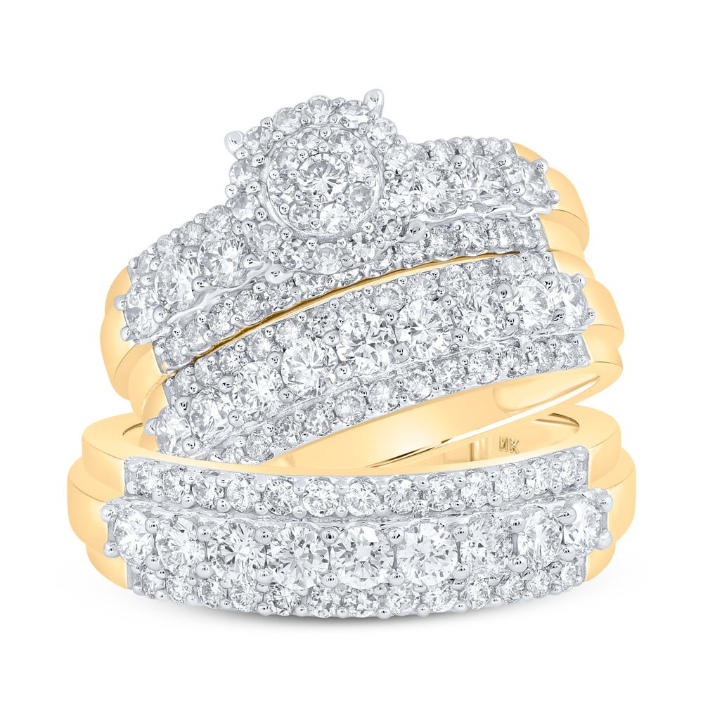 Eternal Love 10kt Yellow Gold His Hers Round Diamond Cluster Wedding Set - Splendid Jewellery