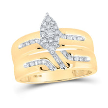 Load image into Gallery viewer, Eternal Love 10kt Yellow Gold His Hers Round Diamond Cluster Wedding Set Side 2 view from the 10Kt Yellow Gold His Hers Round Diamond Cluster Matching Wedding Set 1 3 Cttwpin61342 collection by Splendid Jewellery