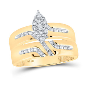 Eternal Love 10kt Yellow Gold His Hers Round Diamond Cluster Wedding Set - Splendid Jewellery