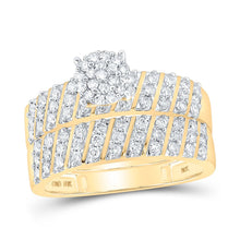 Load image into Gallery viewer, Eternal Love 10kt Yellow Gold His Hers Round Diamond Cluster Wedding Set Side 2 view from the 10Kt Yellow Gold His Hers Round Diamond Cluster Matching Wedding Set 1 1 4 Cttwpin213749 collection by Splendid Jewellery