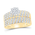 Eternal Love 10kt Yellow Gold His Hers Round Diamond Cluster Wedding Set Side 2 view from the 10Kt Yellow Gold His Hers Round Diamond Cluster Matching Wedding Set 1 1 4 Cttwpin213749 collection by Splendid Jewellery