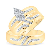 Load image into Gallery viewer, Eternal Love 10kt Yellow Gold His Hers Round Diamond Cluster Wedding Set - Splendid Jewellery