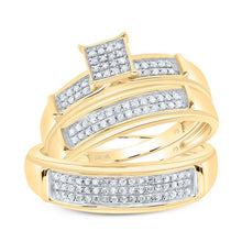 Load image into Gallery viewer, Eternal Love 10kt Yellow Gold His Hers Round Diamond Cluster Wedding Set - Splendid Jewellery