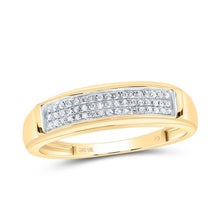 Load image into Gallery viewer, Eternal Love 10kt Yellow Gold His Hers Round Diamond Cluster Wedding Set Side view from the 10Kt Yellow Gold His Hers Round Diamond Cluster Matching Wedding Set 1 3 Cttwpin62445 collection by Splendid Jewellery