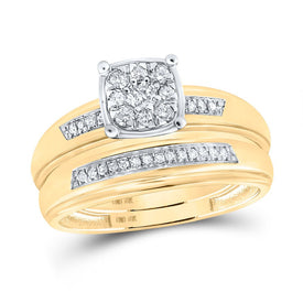 Eternal Love 10kt Yellow Gold His Hers Round Diamond Cluster Wedding Set Side 2 view from the 10Kt Yellow Gold His Hers Round Diamond Cluster Matching Wedding Set 1 3 Cttwpin286169 collection by Splendid Jewellery