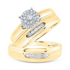 Eternal Love 10kt Yellow Gold His Hers Round Diamond Halo Matching Wedding Set - Splendid Jewellery