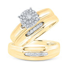 Eternal Love 10kt Yellow Gold His Hers Round Diamond Halo Matching Wedding Set - Splendid Jewellery