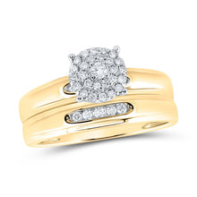 Load image into Gallery viewer, Eternal Love 10kt Yellow Gold His Hers Round Diamond Halo Matching Wedding Set - Splendid Jewellery
