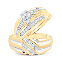 Load image into Gallery viewer, Eternal Love 10kt Yellow Gold His Hers Round Diamond Solitaire Matching Wedding Set 1/3 Cttw - Splendid Jewellery