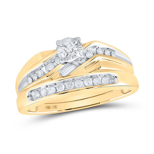 Eternal Love 10kt Yellow Gold His Hers Round Diamond Solitaire Matching Wedding Set 1/3 Cttw - Splendid Jewellery