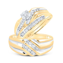 Load image into Gallery viewer, Eternal Love 10kt Yellow Gold His Hers Round Diamond Solitaire Matching Wedding Set 1/3 Cttw Top view from the 10Kt Yellow Gold His Hers Round Diamond Solitaire Matching Wedding Set 1 3 Cttwpin29213 collection by Splendid Jewellery
