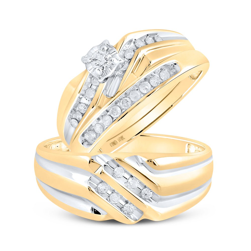 Eternal Love 10kt Yellow Gold His Hers Round Diamond Solitaire Matching Wedding Set 1/3 Cttw - Splendid Jewellery