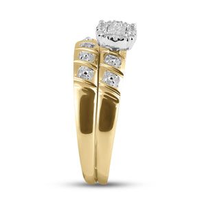 Eternal Love 10kt Yellow Gold His Hers Round Diamond Solitaire Matching Wedding Set - Splendid Jewellery