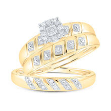 Load image into Gallery viewer, Eternal Love 10kt Yellow Gold His Hers Round Diamond Solitaire Matching Wedding Set Top view from the 10Kt Yellow Gold His Hers Round Diamond Solitaire Matching Wedding Set 1 10 Cttwpin65990 collection by Splendid Jewellery