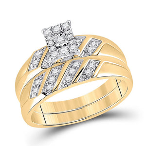 Eternal Love 10kt Yellow Gold His Hers Round Diamond Solitaire Matching Wedding Set - Splendid Jewellery