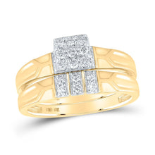 Load image into Gallery viewer, Eternal Love 10kt Yellow Gold His Hers Round Diamond Square Matching Wedding Set 1/2 Cttw - Splendid Jewellery