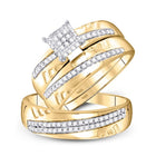 Eternal Love 10kt Yellow Gold His Hers Round Diamond Square Matching Wedding Set 1/2 Cttw - Splendid Jewellery